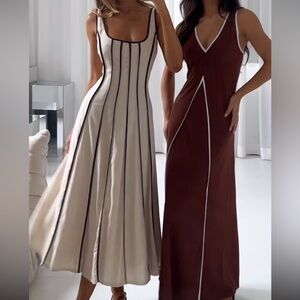 MOTF Premium contrast midi dress